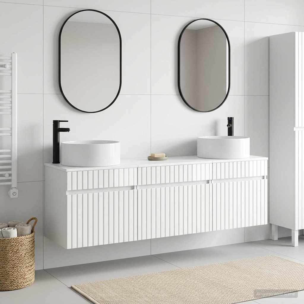 vidaXL Badrumsskåpsset 3 st Vit högglans 49 x 44,5 x 65,5 cm