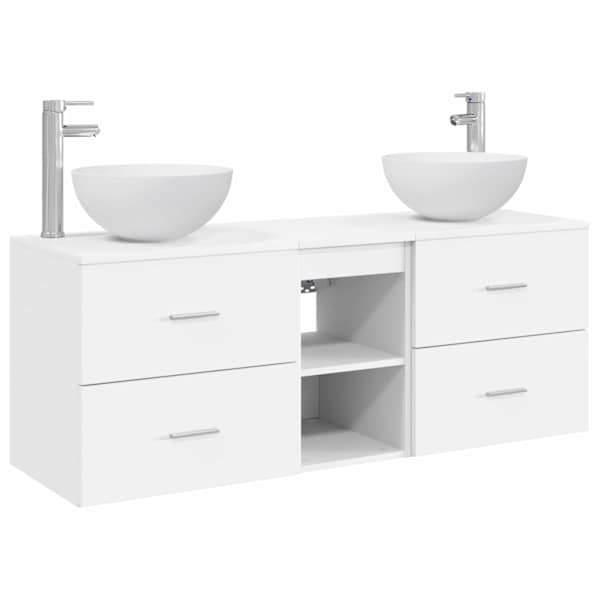 vidaXL Vannitoa kapikomplekt 3 tk Valge 49,5 x 35 x 63 cm Tehispuit
