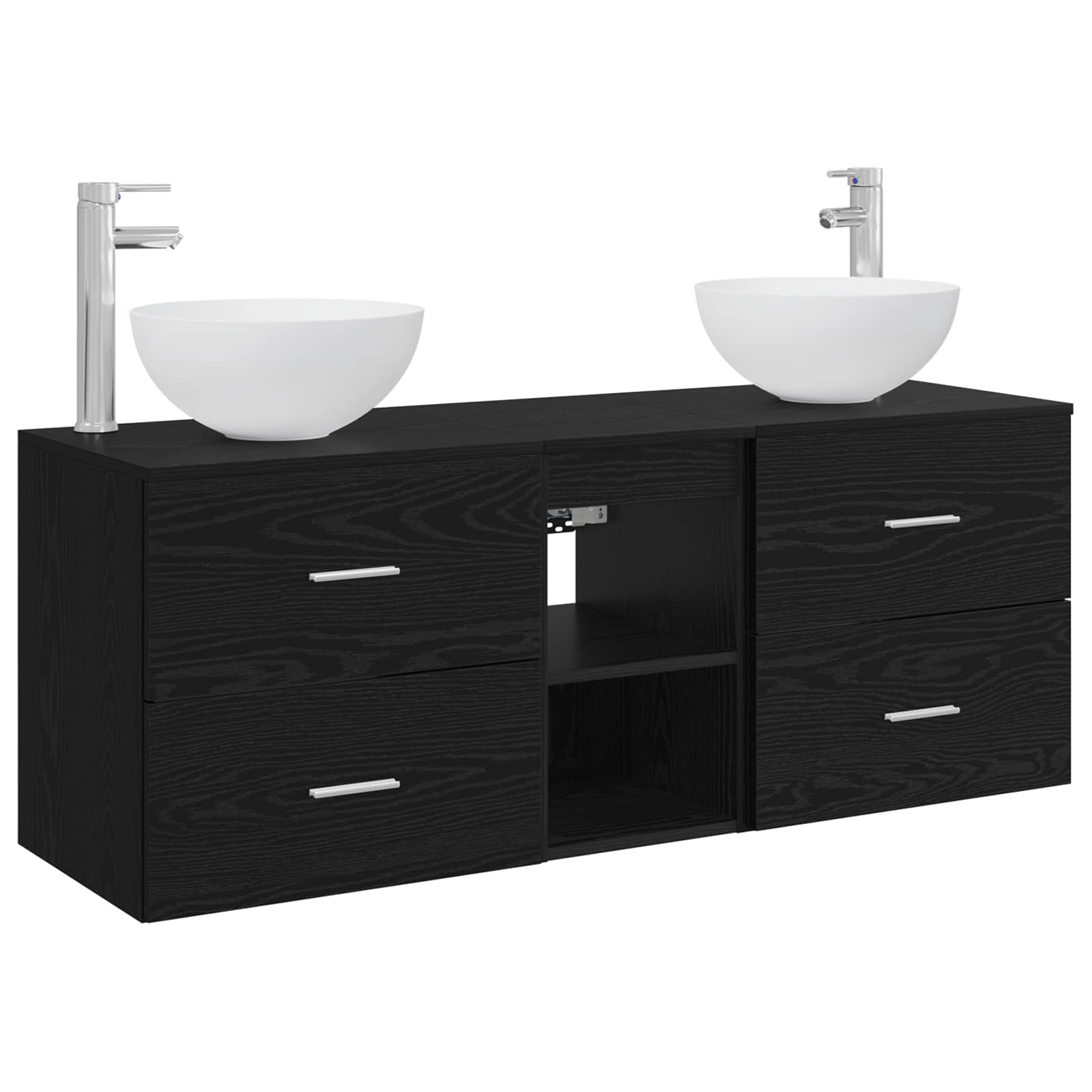 Sada koupelnových skříněk 3 ks Černý dub 129 x 35 x 80 cm 3405788