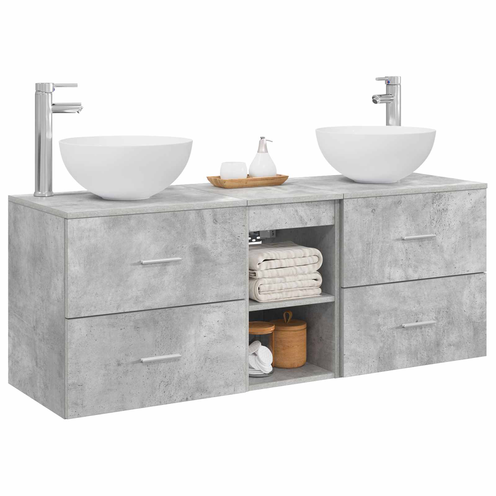 Sada koupelnových skříněk 3 ks Betonově šedá 129 x 35 x 80 cm 3405790