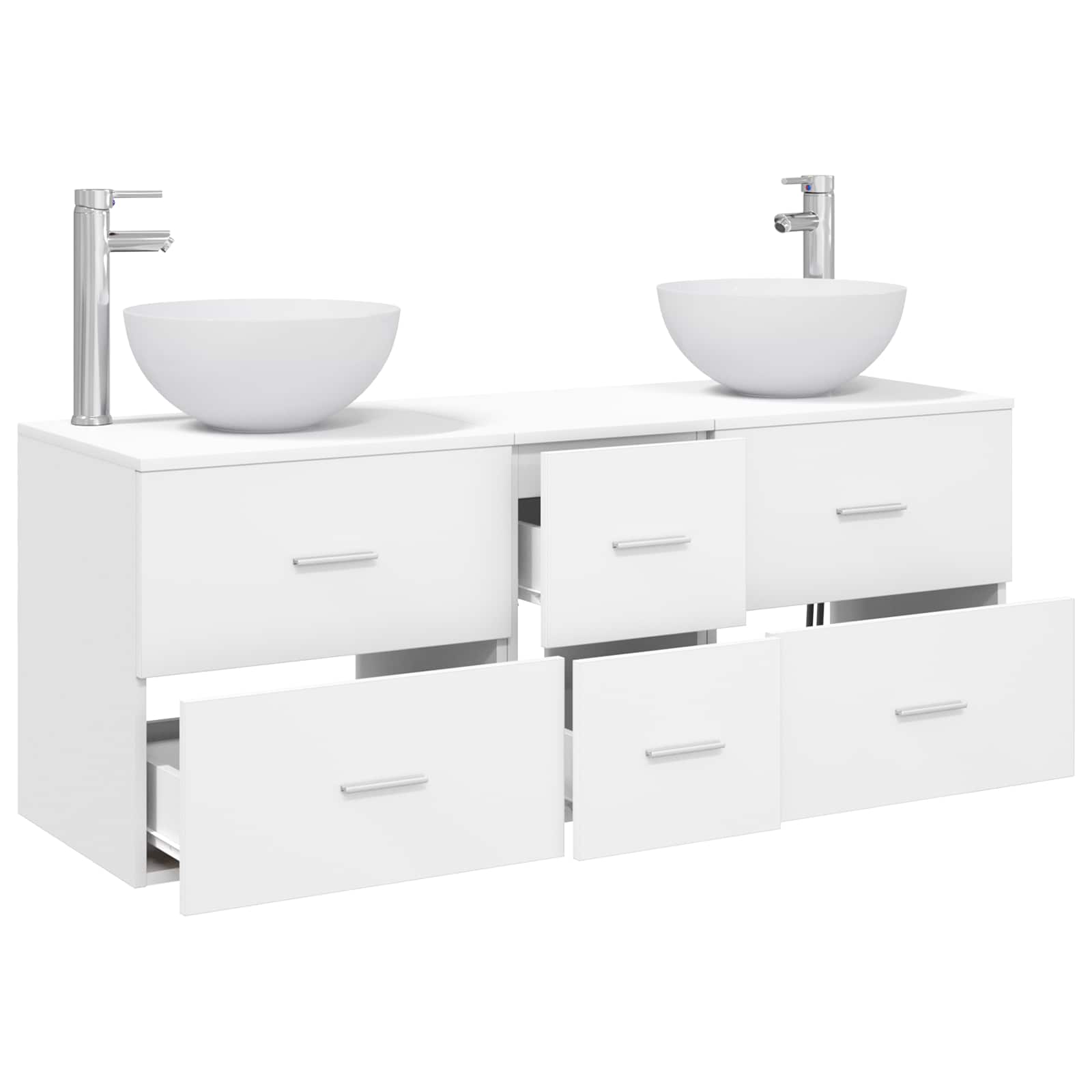 Комплект шкафове за баня 3 бр. Бяло 49,5 x 35 x 63 см — изображение 3