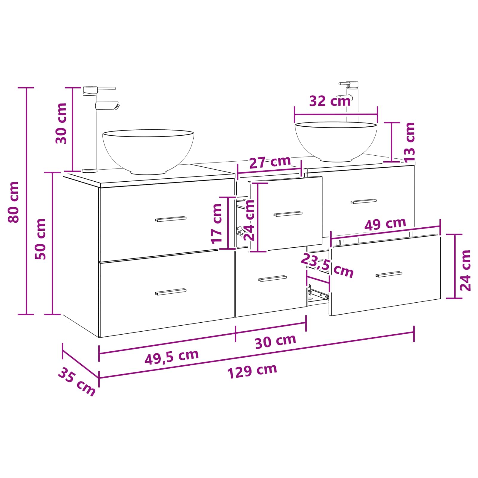 Bathroom Cabinet Set size guide