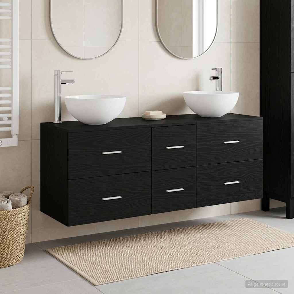 Sada koupelnových skříněk 3 ks Černý dub 129 x 35 x 80 cm 3405796