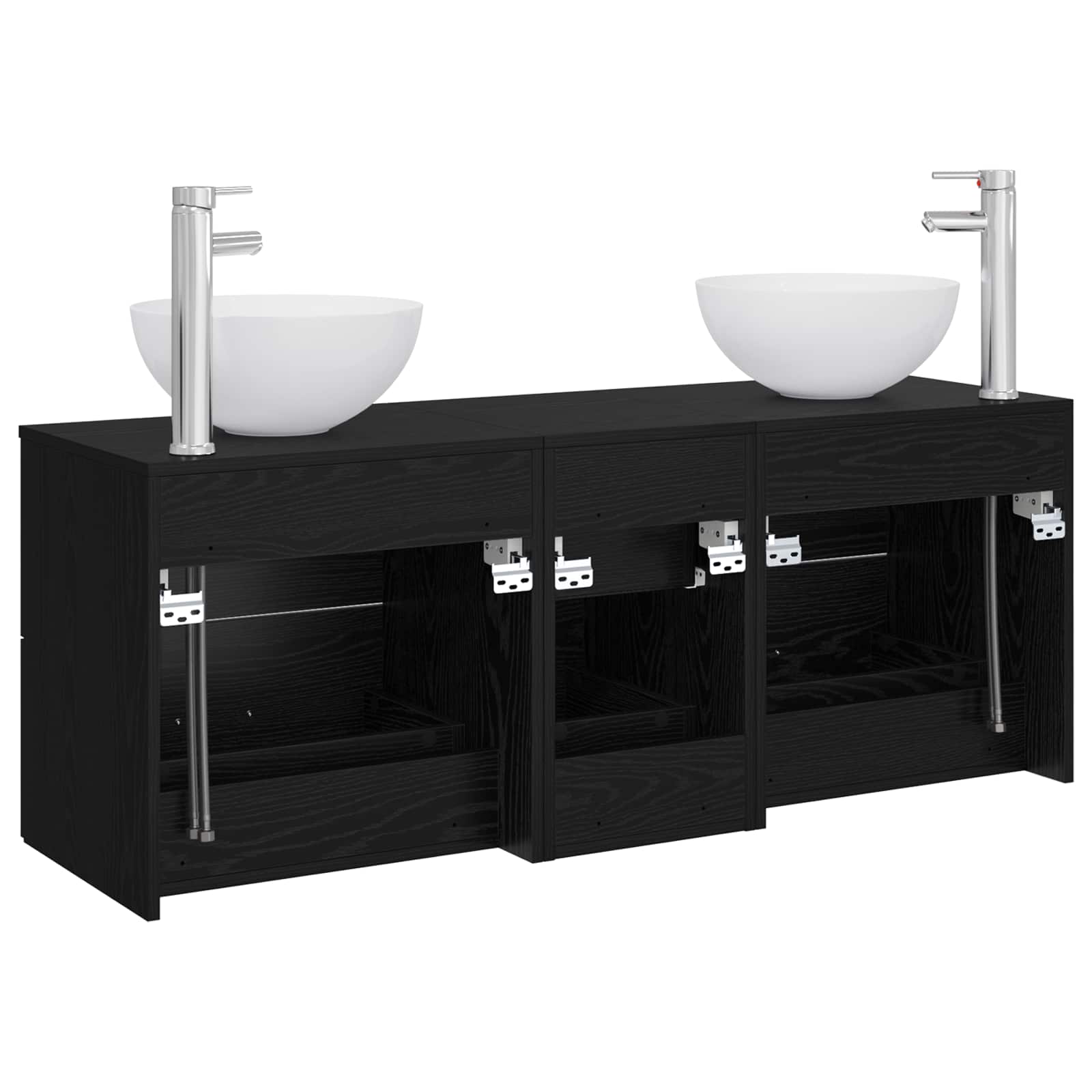 Sada koupelnových skříněk 3 ks Černý dub 129 x 35 x 80 cm 3405796