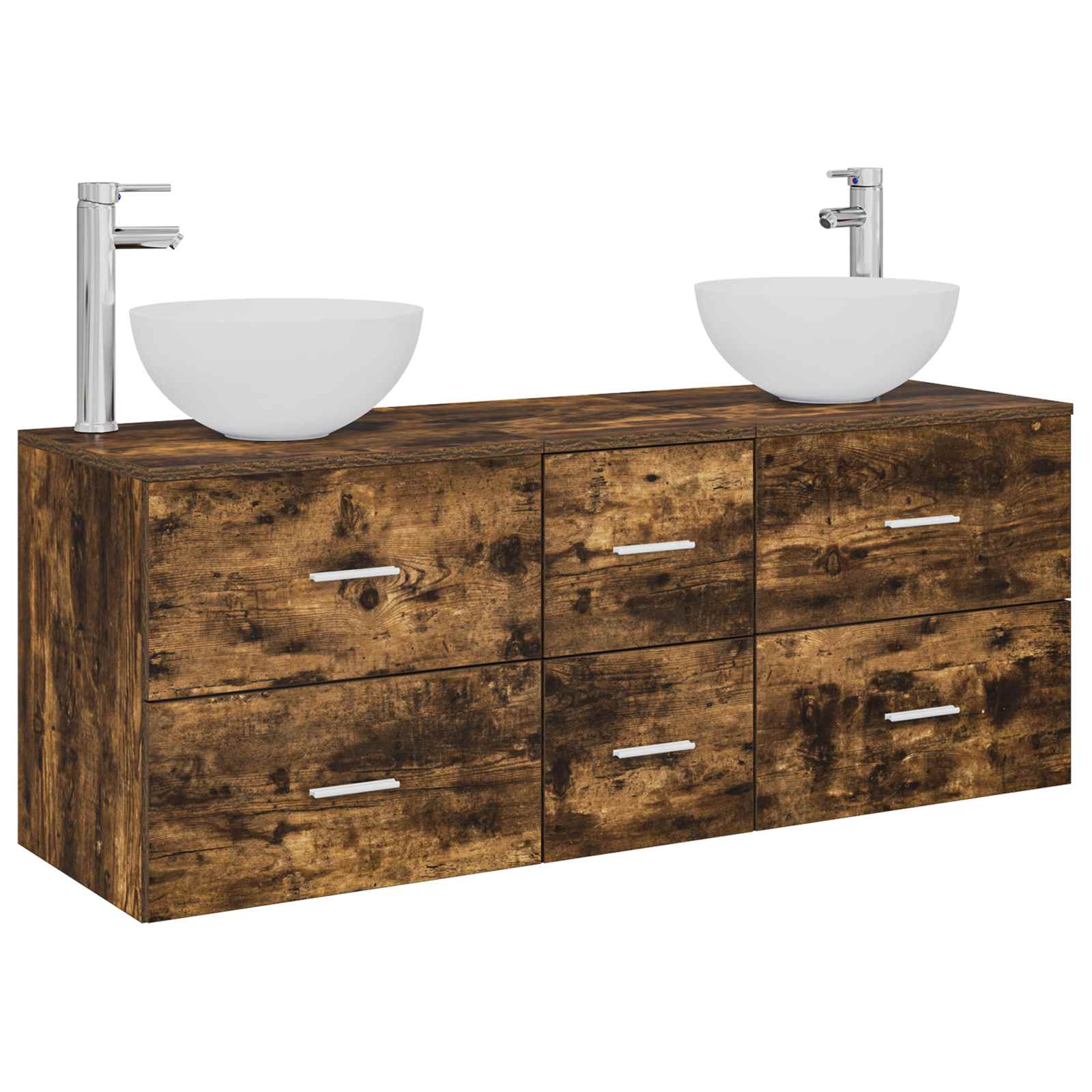 Sada koupelnových skříněk 3 ks Kouřový dub 129 x 35 x 80 cm 3405799