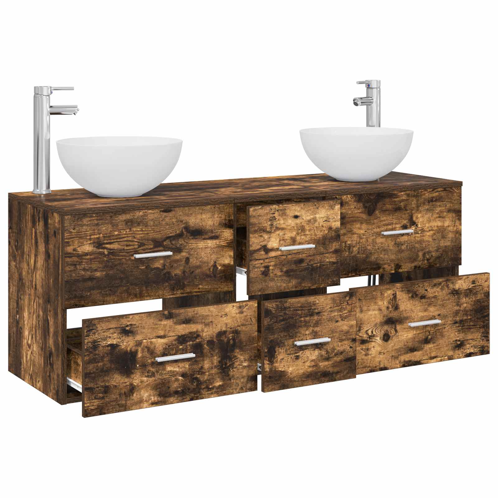 Sada koupelnových skříněk 3 ks Kouřový dub 129 x 35 x 80 cm 3405799