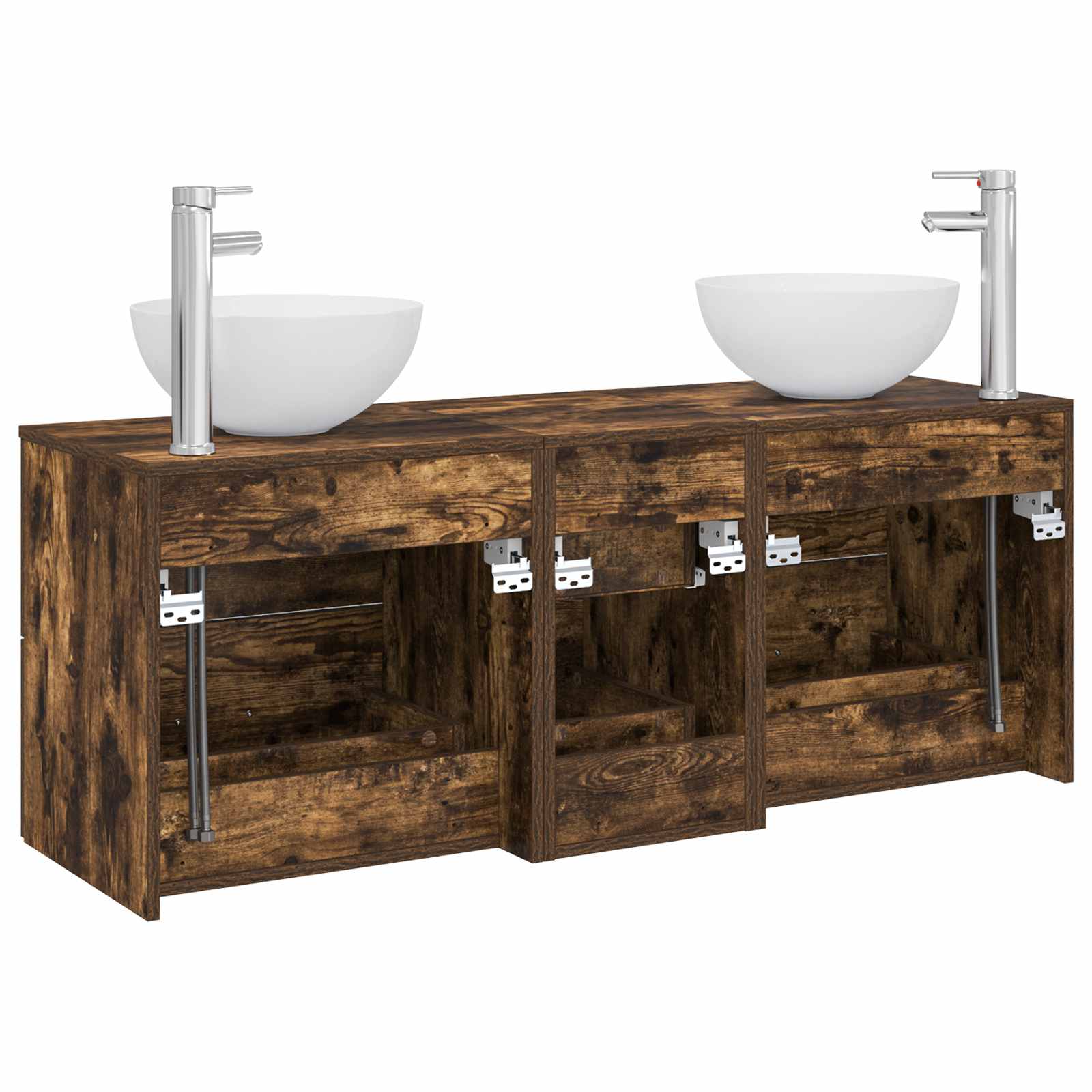 Sada koupelnových skříněk 3 ks Kouřový dub 129 x 35 x 80 cm 3405799