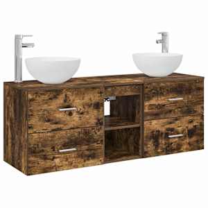 vidaXL Vannitoa kapikomplekt 3 tk Suitsutatud tamm 49,5 x 41 x 64,5 cm