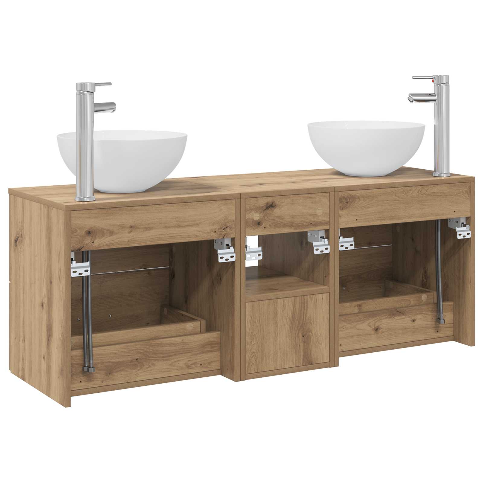 Badkamerkastenset 3 st Artisanaal eiken 49,5 x 41 x 64,5 cm - Afbeelding 8