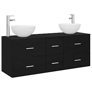 vidaXL Vannitoa kapikomplekt 3 tk Must tamm 49,5 x 41 x 64,5 cm
