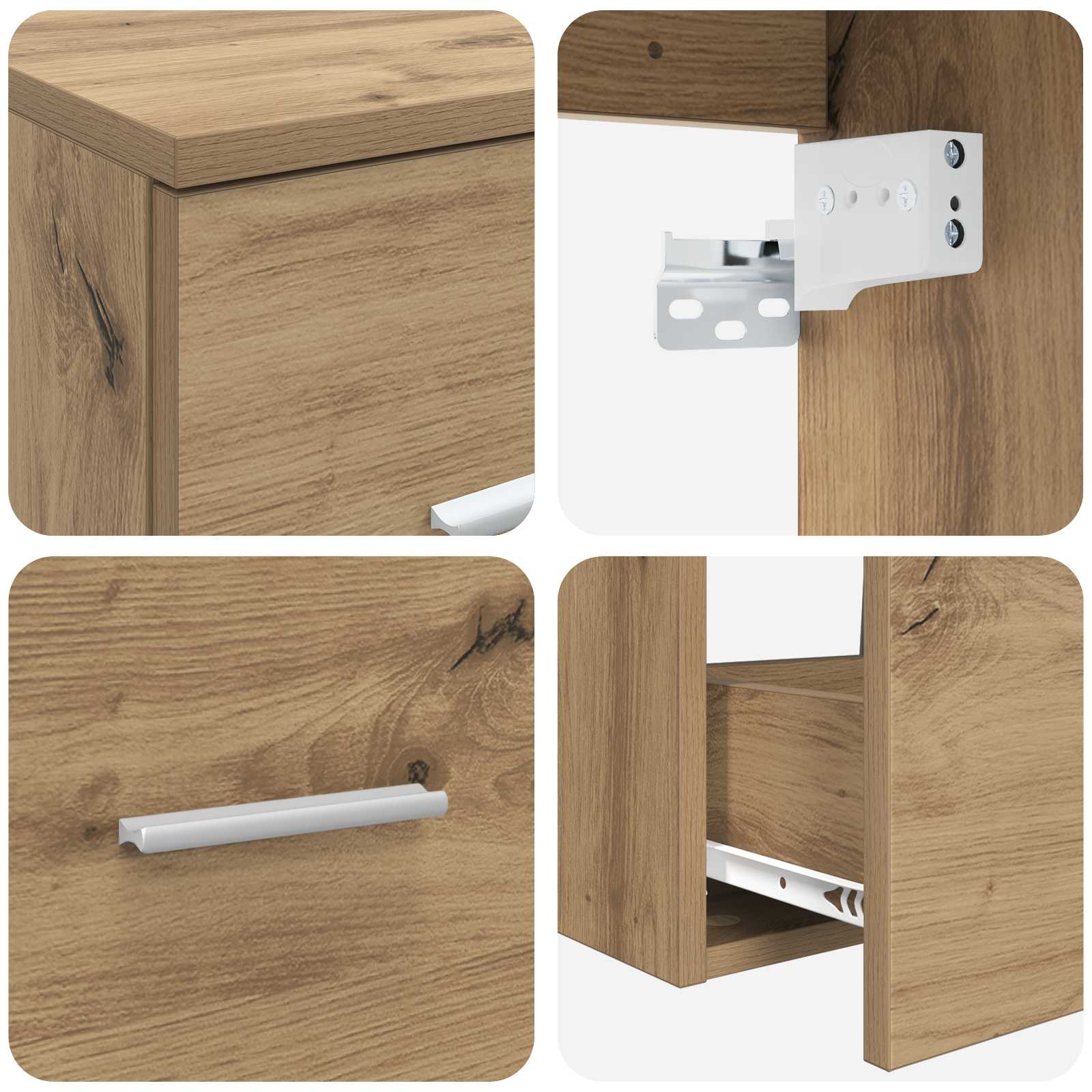 Badkamerkastenset 3 st Artisanaal eiken 49,5 x 41 x 64,5 cm - Afbeelding 8