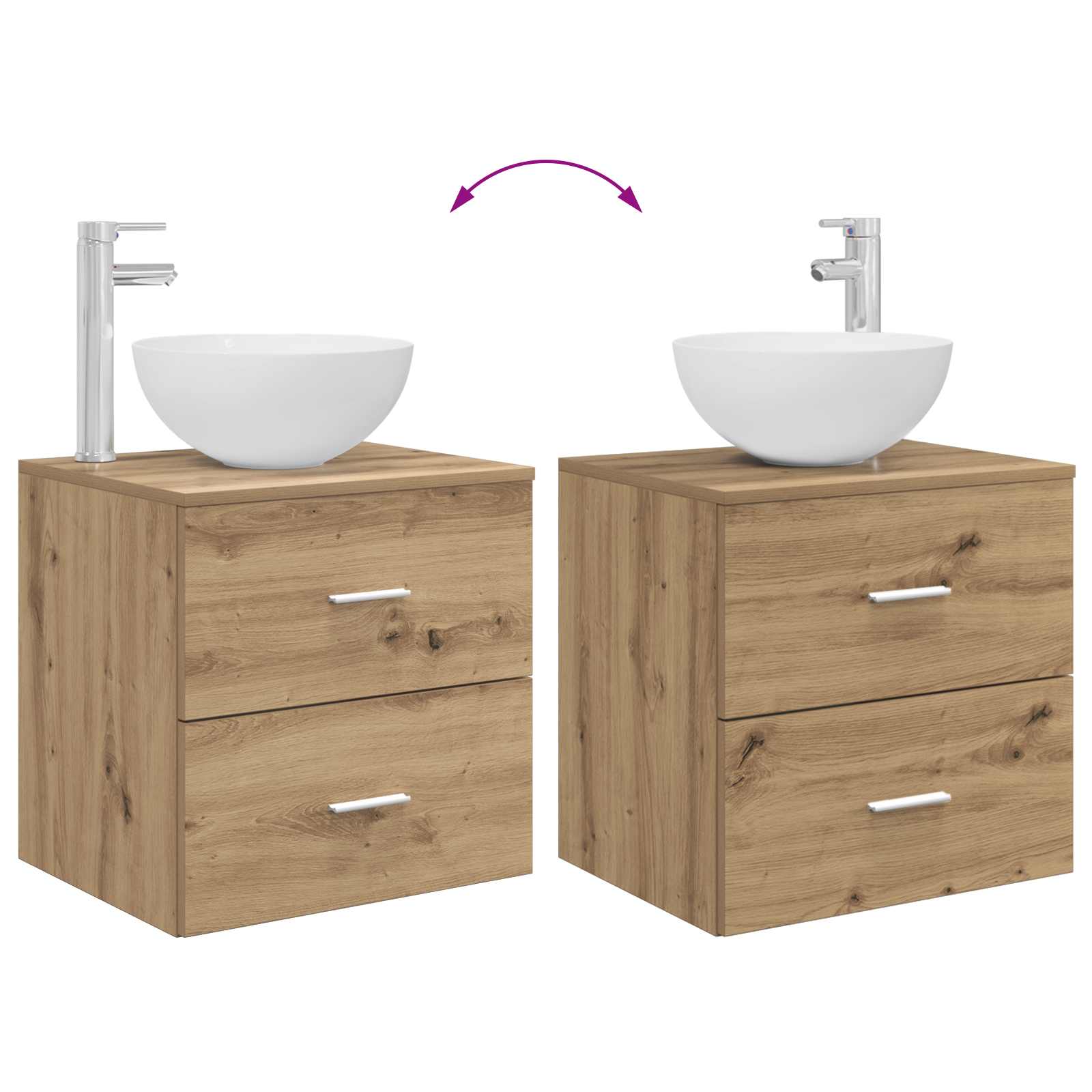 Badkamerkastenset 3 st Artisanaal eiken 49,5 x 41 x 64,5 cm - Afbeelding 10