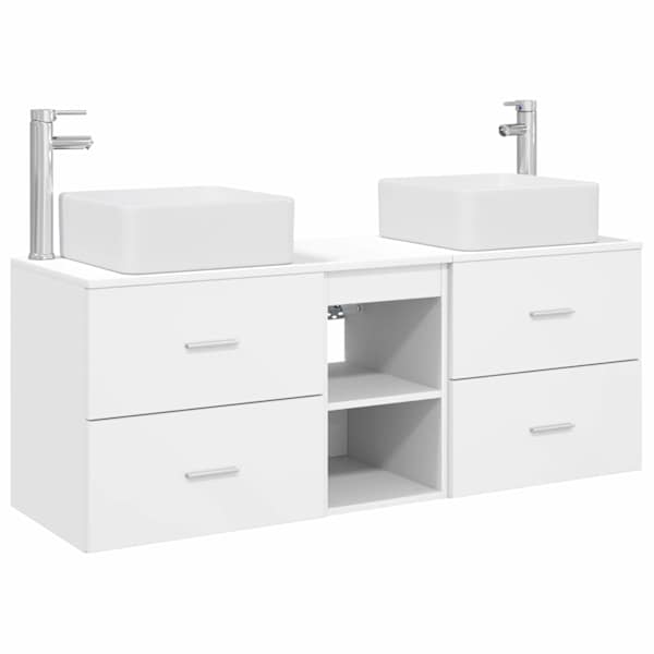 vidaXL Vannitoa kapikomplekt 3 tk Valge 49,5 x 41 x 63 cm Tehispuit