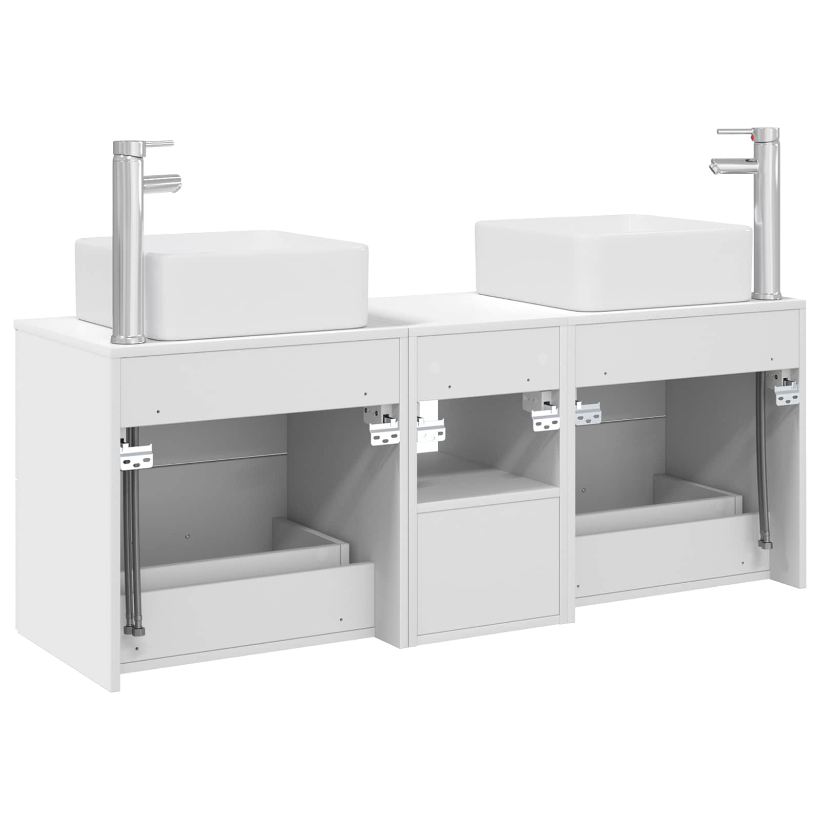 Komplet omaric za kopalnico 3 kos Bela 129 x 41 x 80 cm