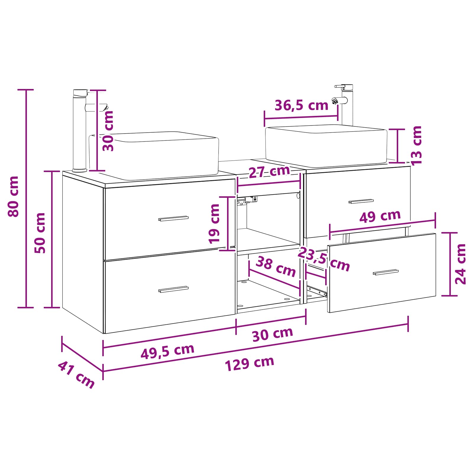 Bathroom Cabinet Set size guide