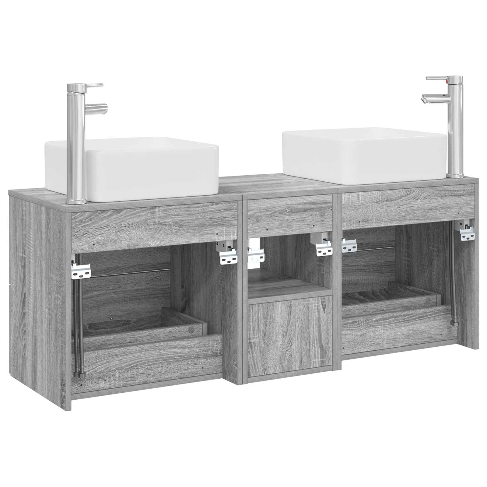 Komplet omaric za kopalnico 3 kos Siva Sonoma 129 x 41 x 80 cm