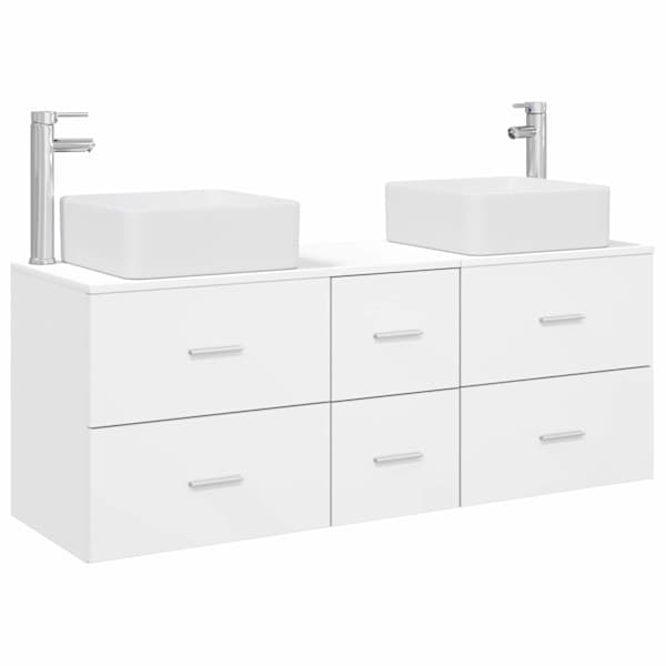 vidaXL Vannitoa kapikomplekt 3 tk Valge 49,5 x 41 x 63 cm Tehispuit