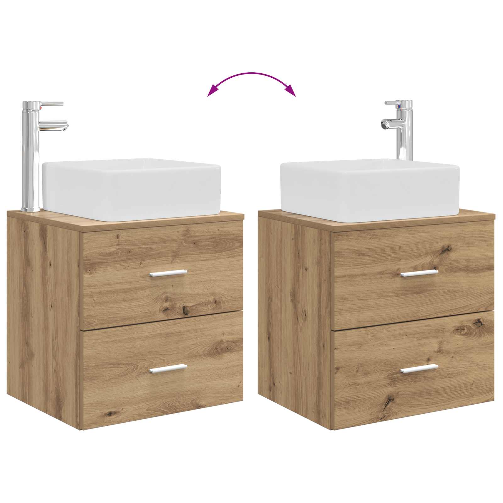 Badkamerkastenset 3 st Artisanaal eiken 49,5 x 41 x 63 cm - Afbeelding 10