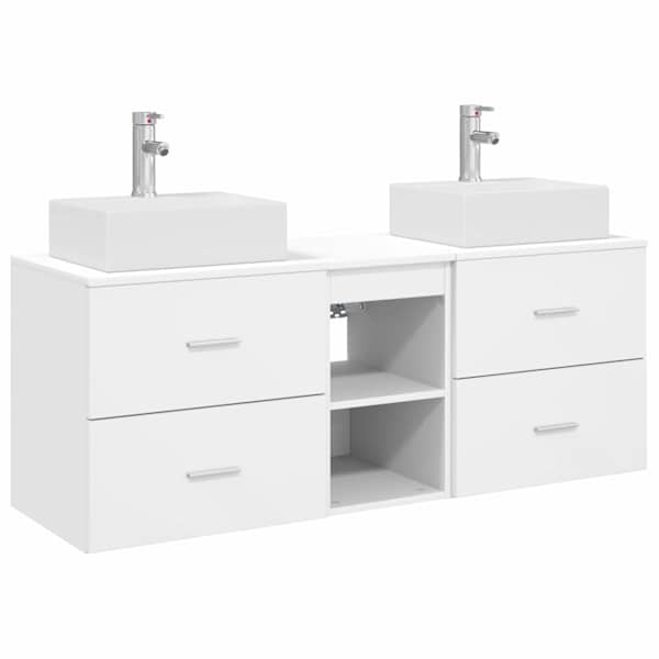 vidaXL Vannitoa kapikomplekt 3 tk Valge 49,5 x 41 x 62,5 cm Tehispuit