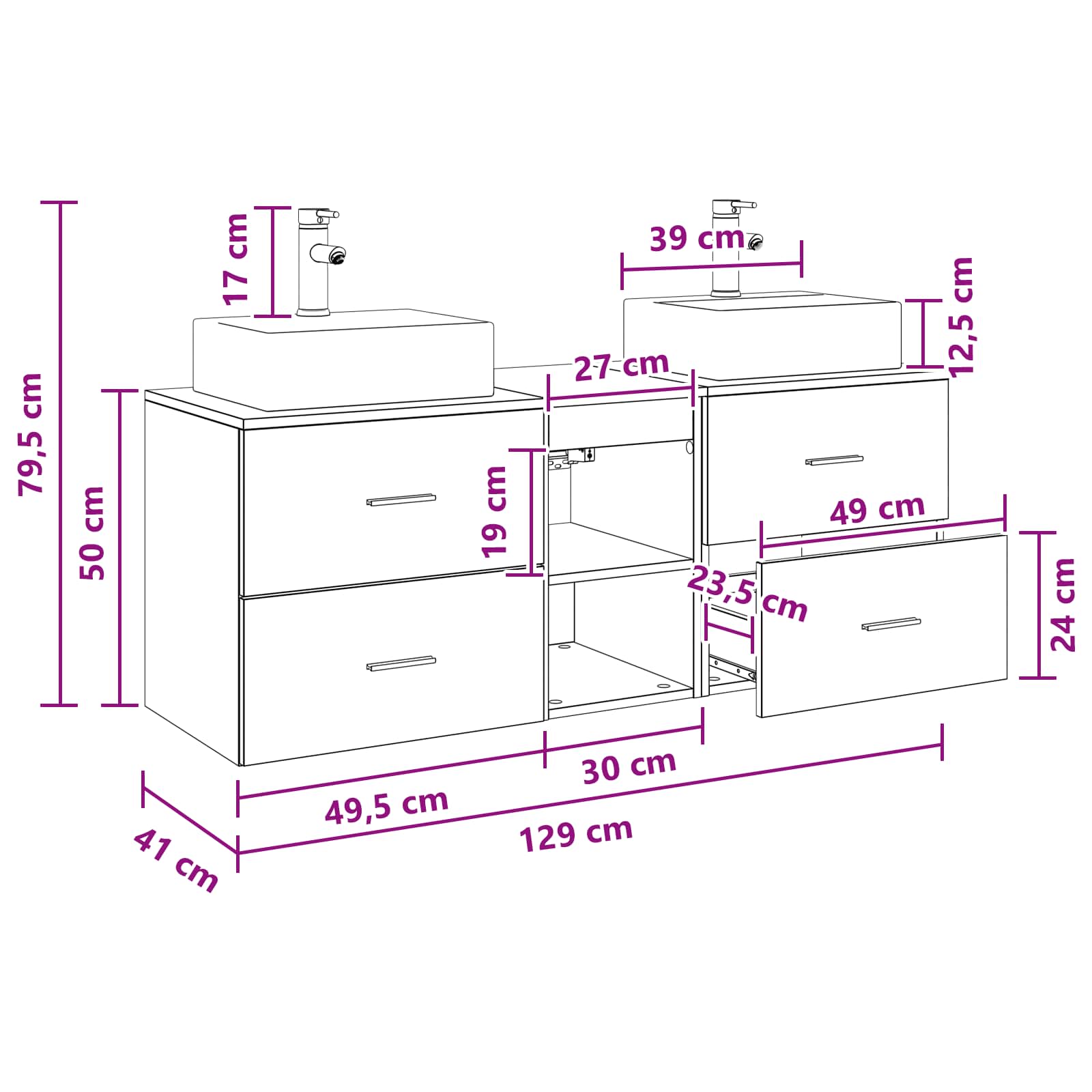 Bathroom Cabinet Set size guide