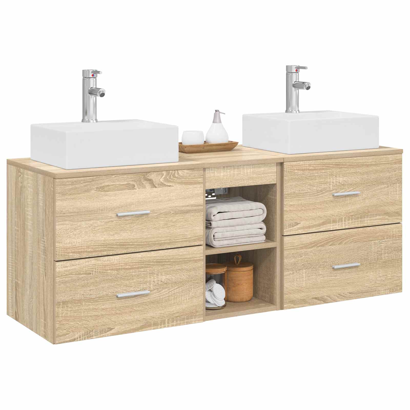 Sada koupelnových skříněk 3 ks Dub sonoma 129 x 41 x 79,5 cm 3405837