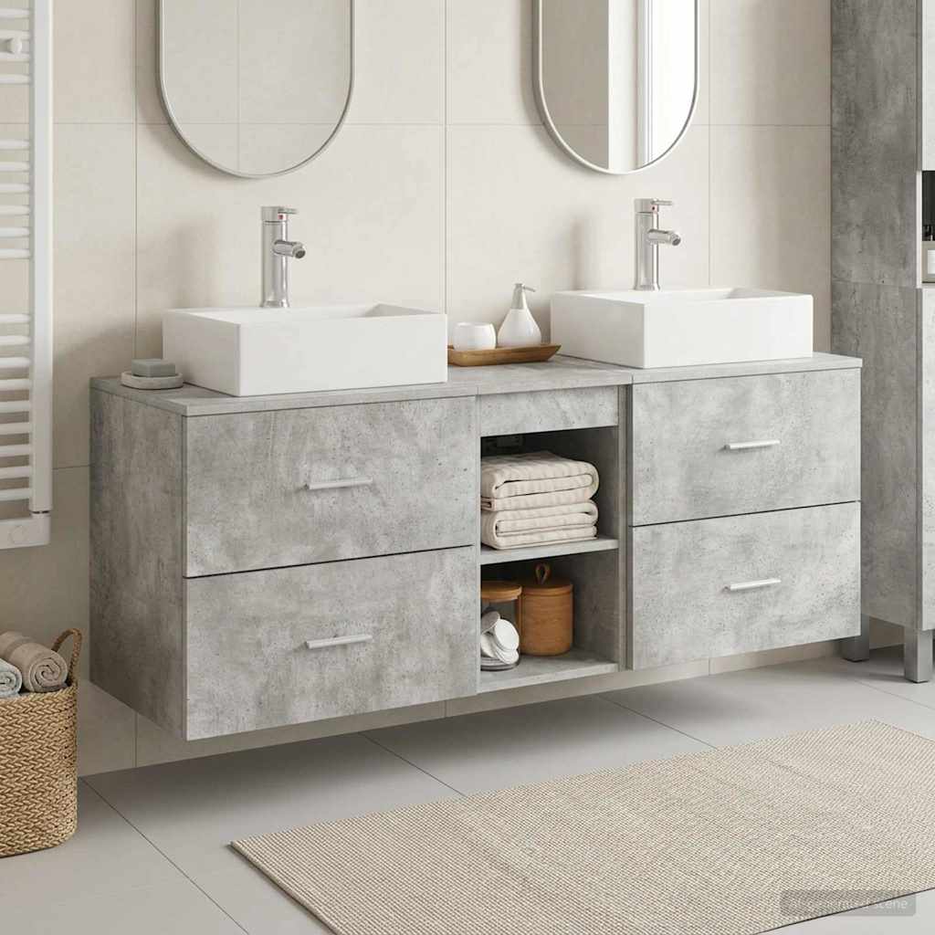 Sada koupelnových skříněk 3 ks Betonově šedá 129 x 41 x 79,5 cm 3405838