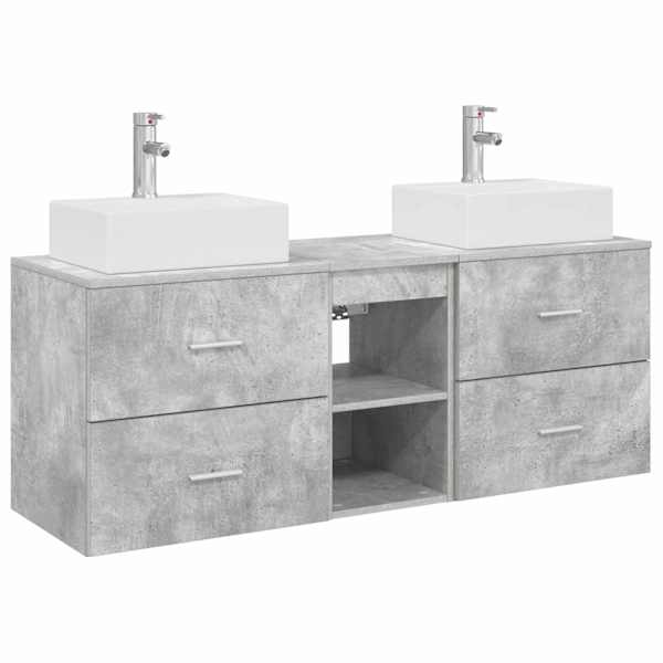 vidaXL Vannitoa kapikomplekt 3 tk Betoonhall 49,5 x 41 x 62,5 cm