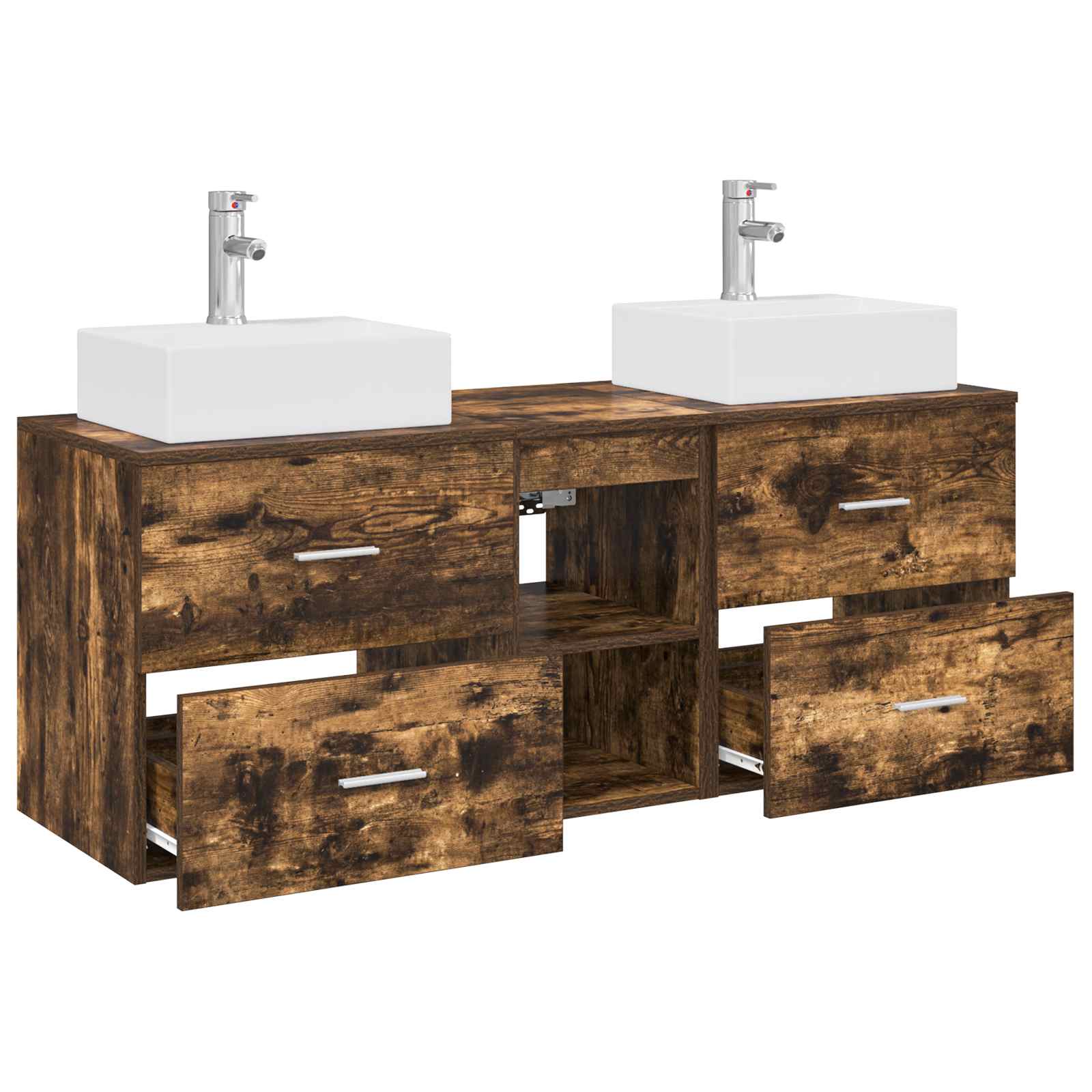 Sada koupelnových skříněk 3 ks Kouřový dub 129 x 41 x 79,5 cm 3405839