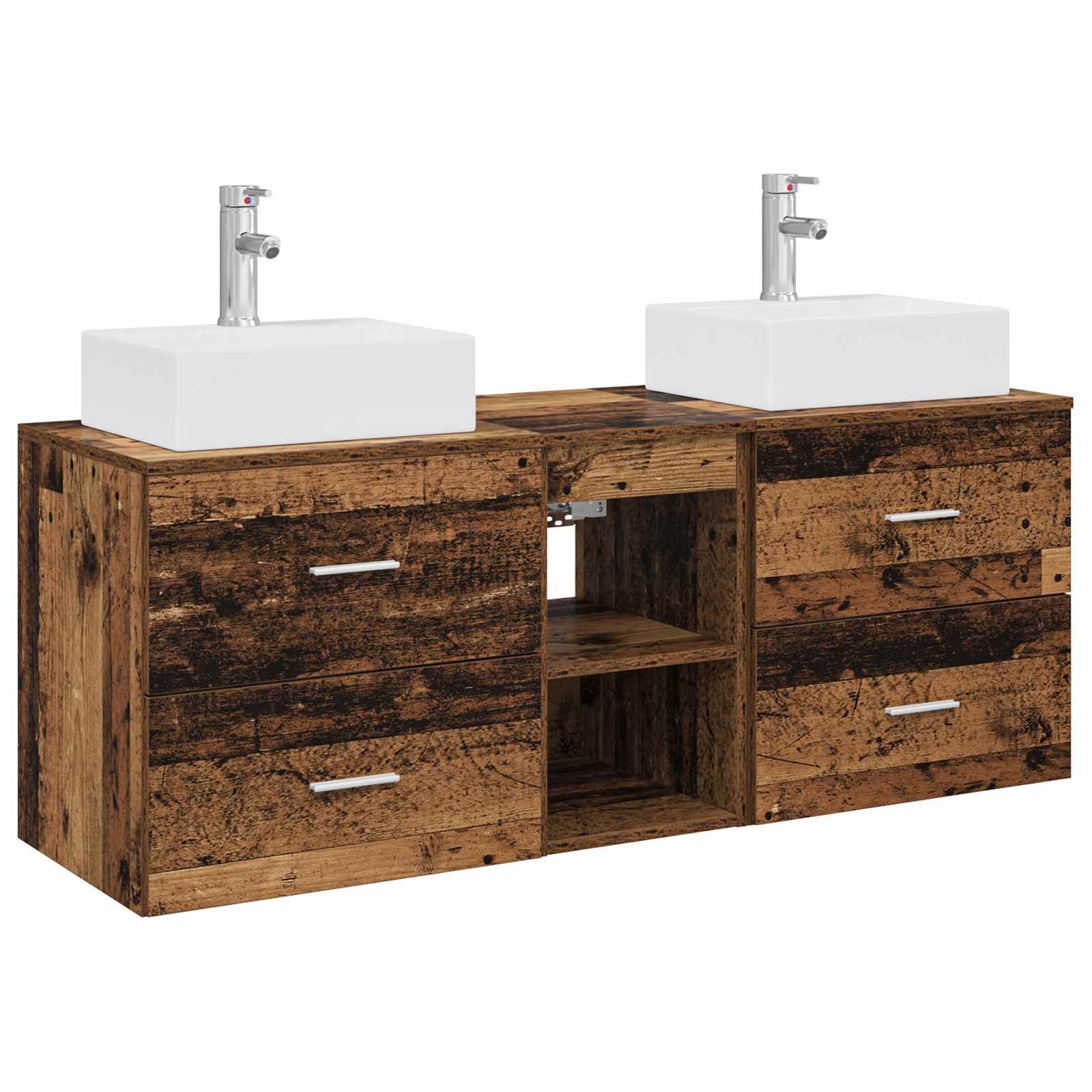 Sada koupelnových skříněk 3 ks Staré dřevo 129 x 41 x 79,5 cm 3405841