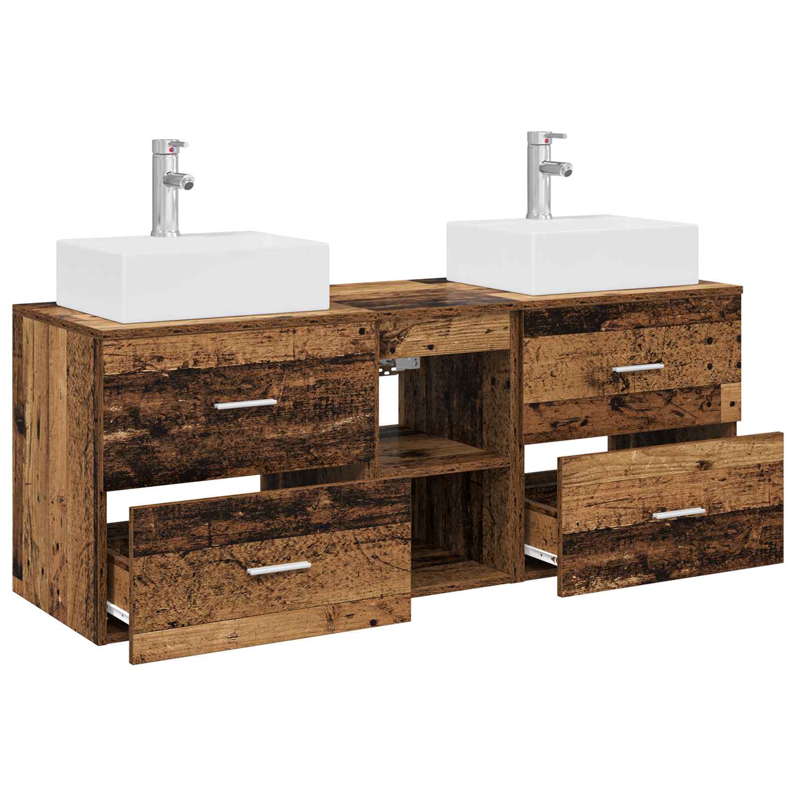 Sada koupelnových skříněk 3 ks Staré dřevo 129 x 41 x 79,5 cm 3405841