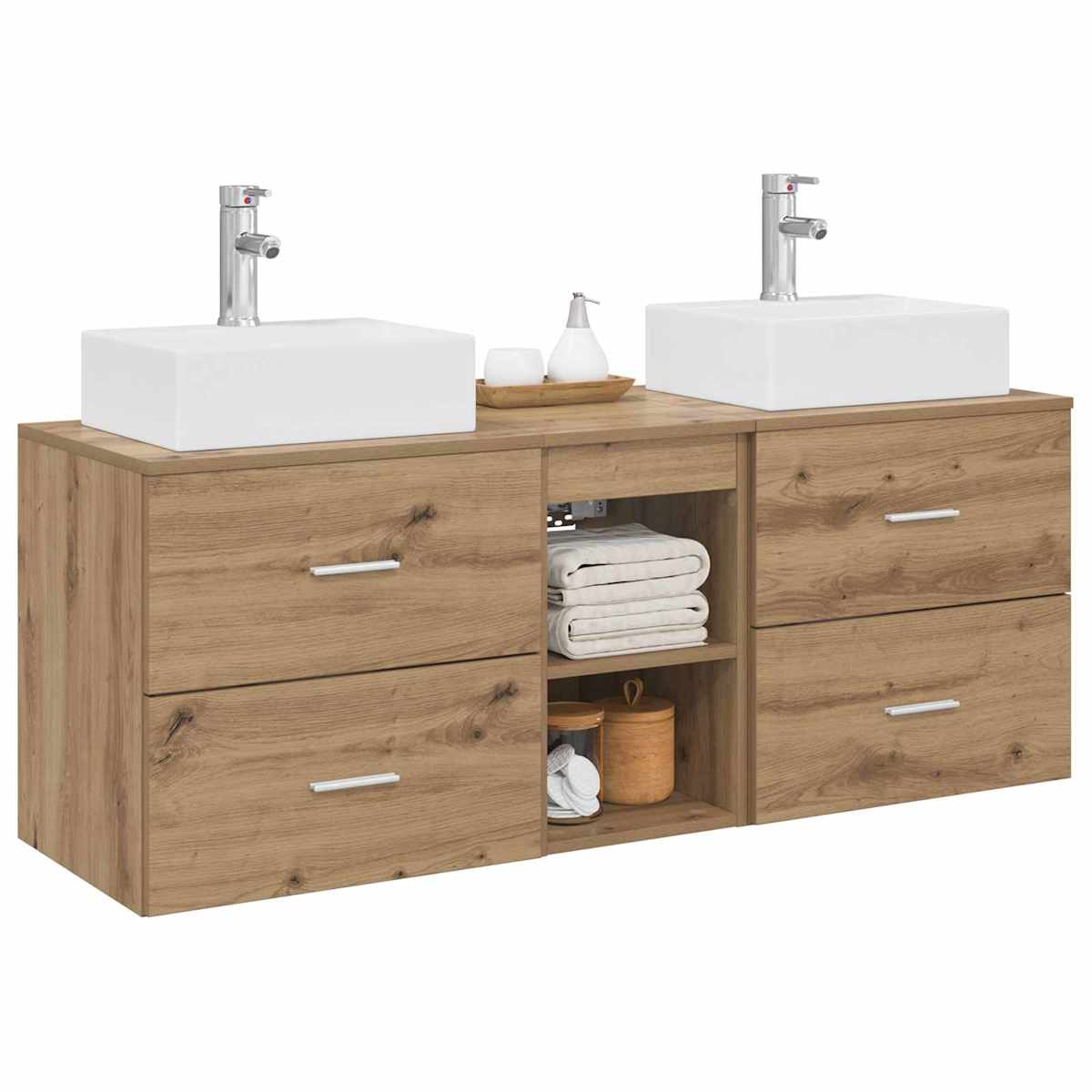 Badeværelsesskabsæt 3 stk. 129 x 41 x 79,5 cm - Billede 3