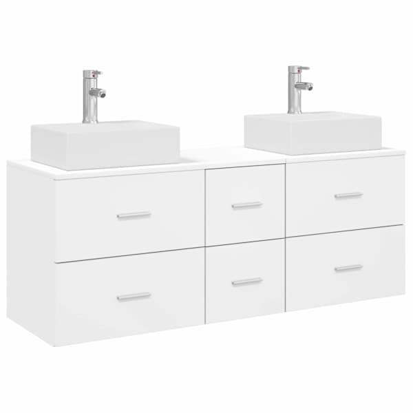 vidaXL Vannitoa kapikomplekt 3 tk Valge 49,5 x 41 x 62,5 cm Tehispuit