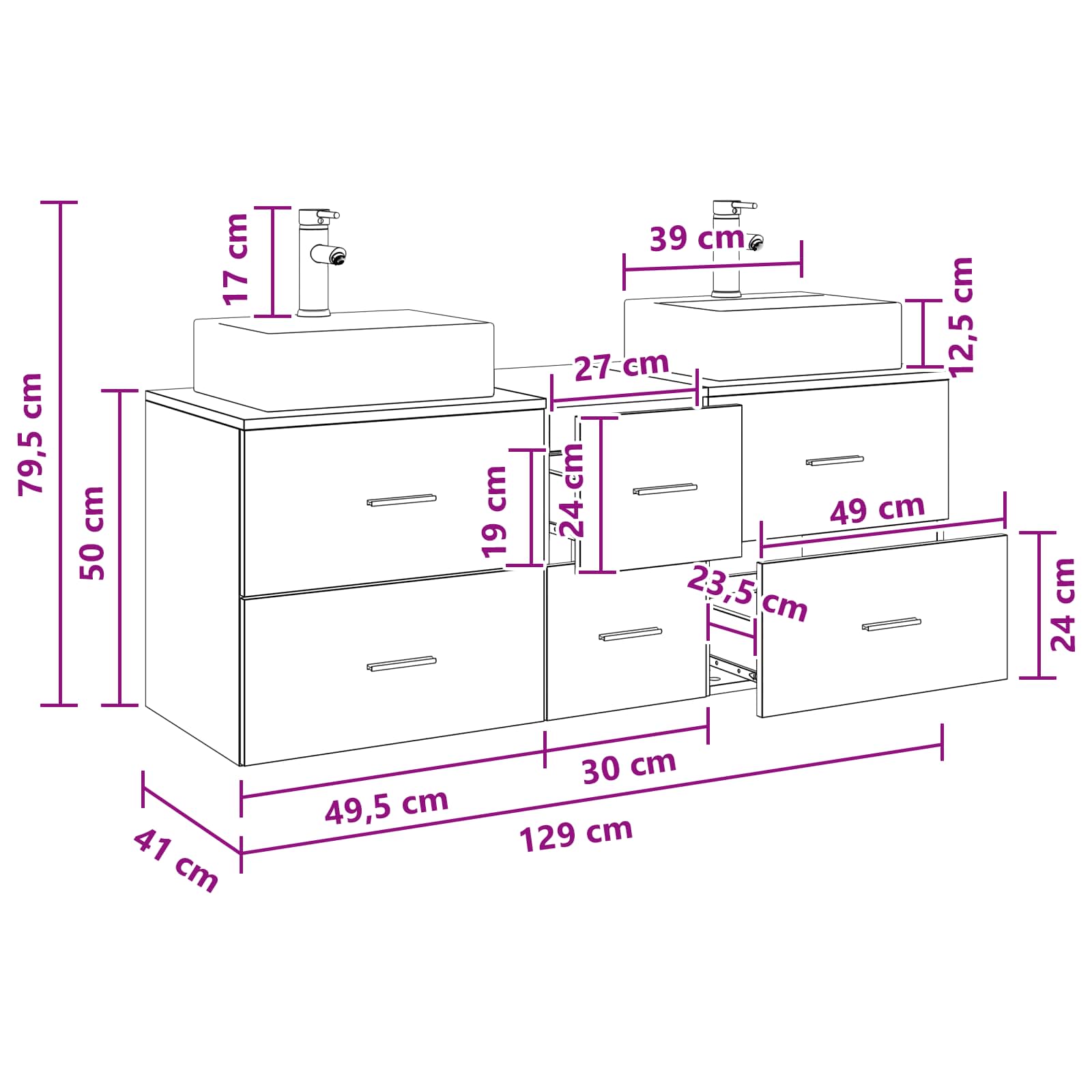 Bathroom Cabinet Set size guide