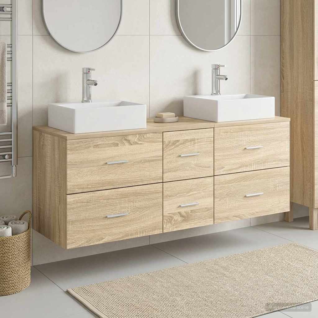 Sada koupelnových skříněk 3 ks Dub sonoma 129 x 41 x 79,5 cm 3405845