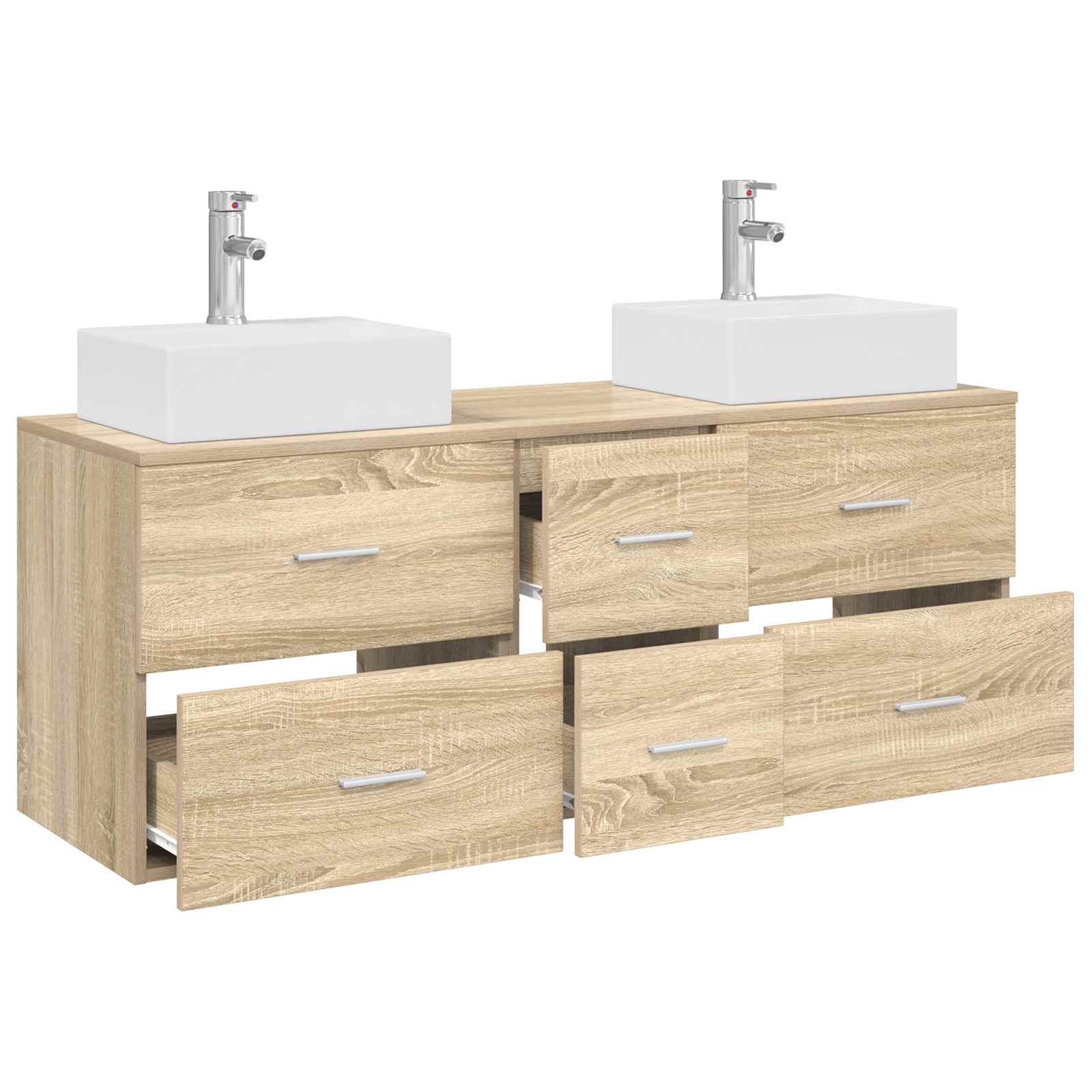 Sada koupelnových skříněk 3 ks Dub sonoma 129 x 41 x 79,5 cm 3405845