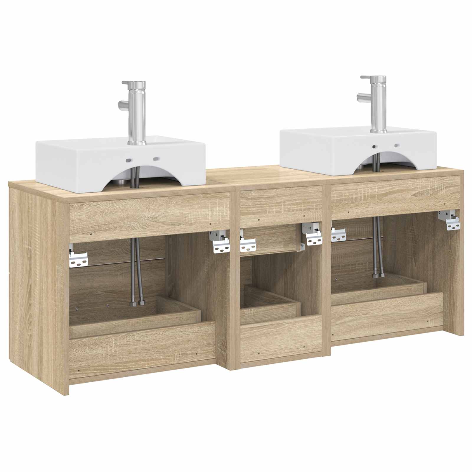 Sada koupelnových skříněk 3 ks Dub sonoma 129 x 41 x 79,5 cm 3405845