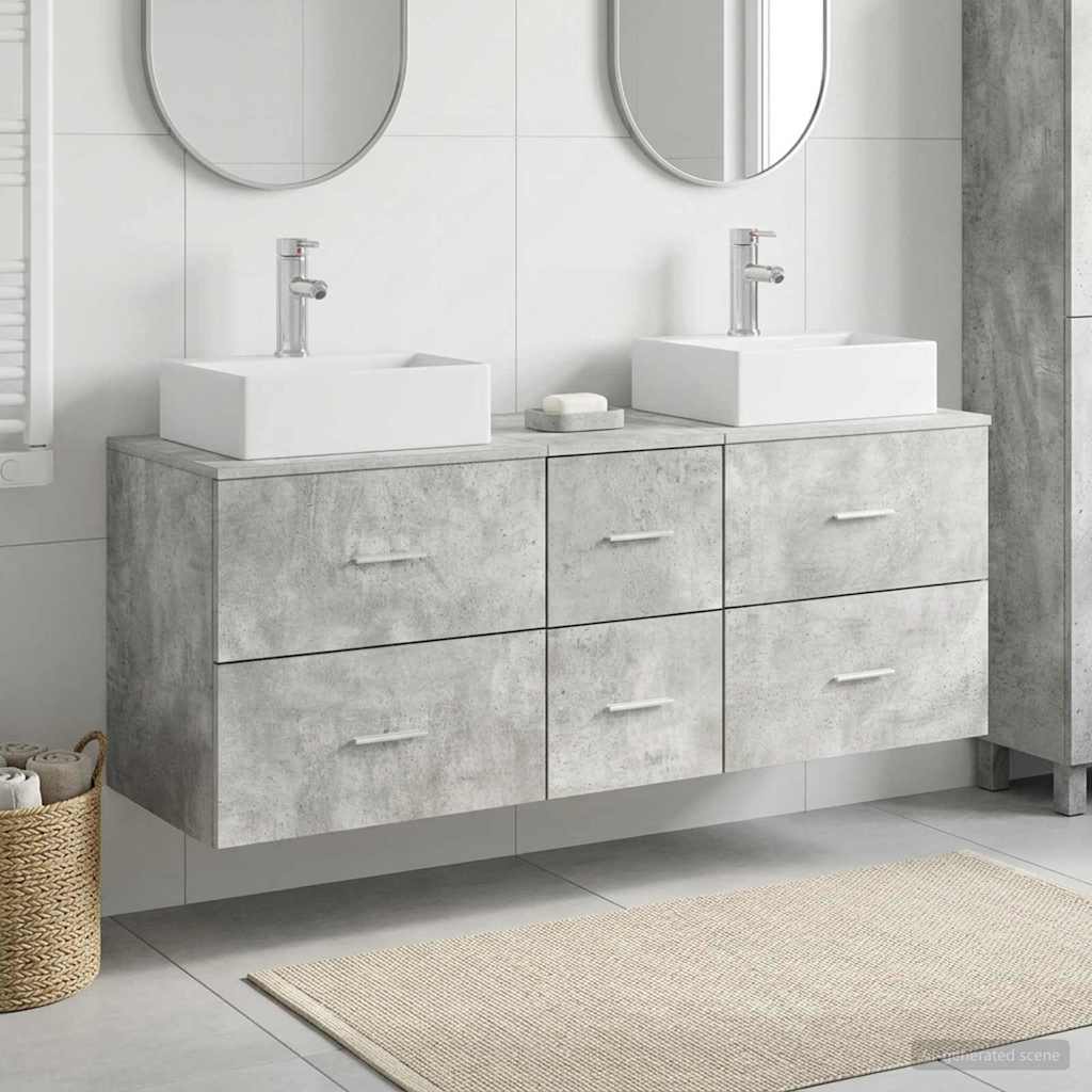 Sada koupelnových skříněk 3 ks Betonově šedá 129 x 41 x 79,5 cm 3405846