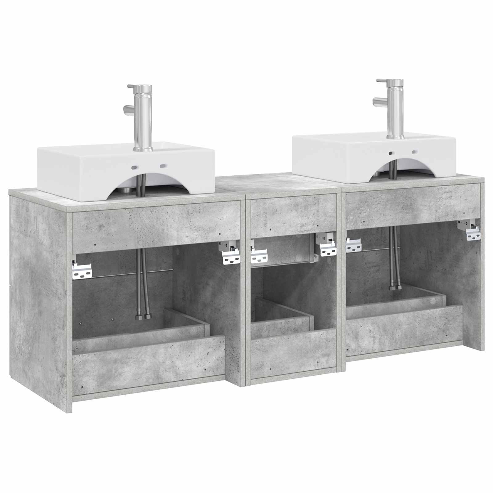 Sada koupelnových skříněk 3 ks Betonově šedá 129 x 41 x 79,5 cm 3405846