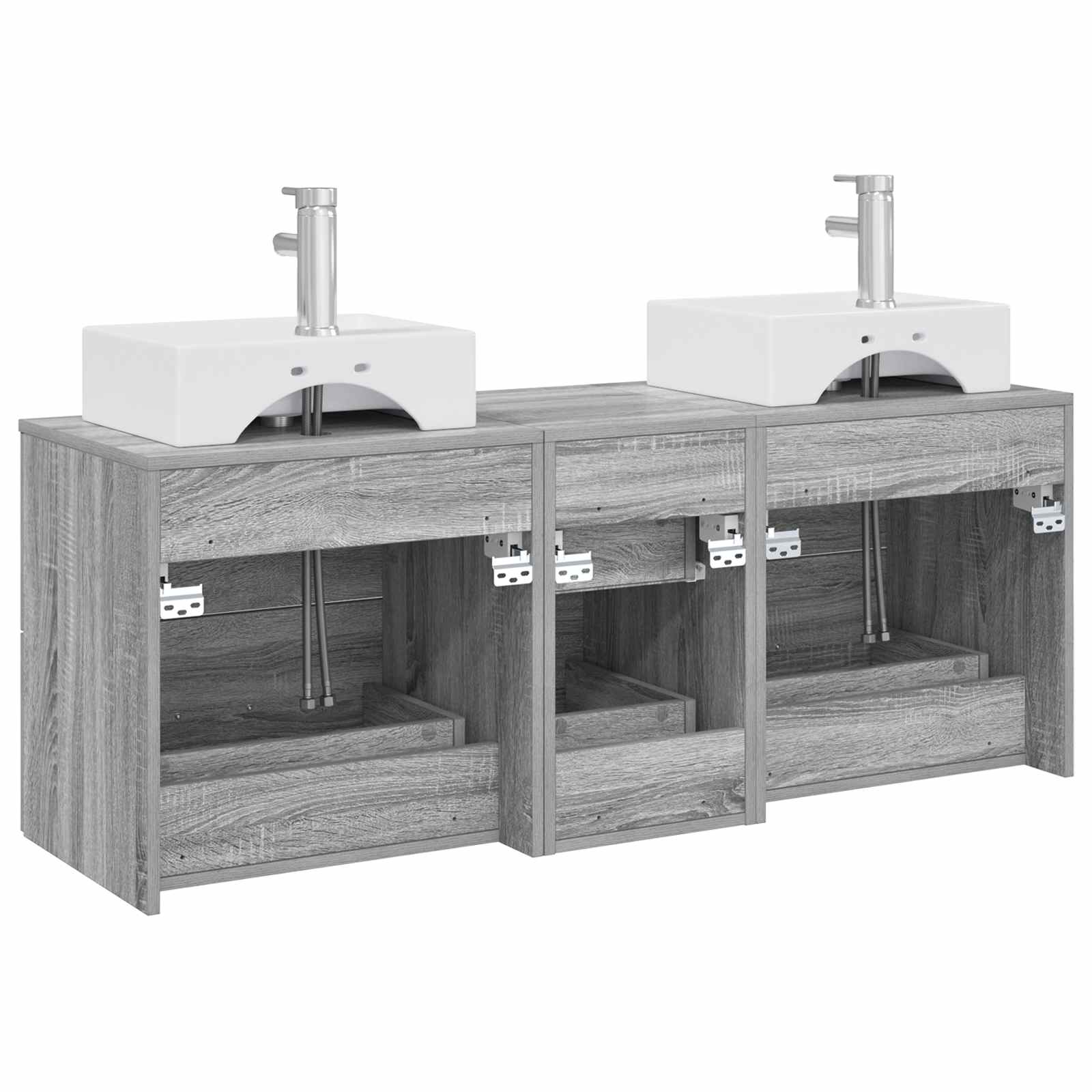 Sada koupelnových skříněk 3 ks Šedý Sonoma 129 x 41 x 79,5 cm 3405848