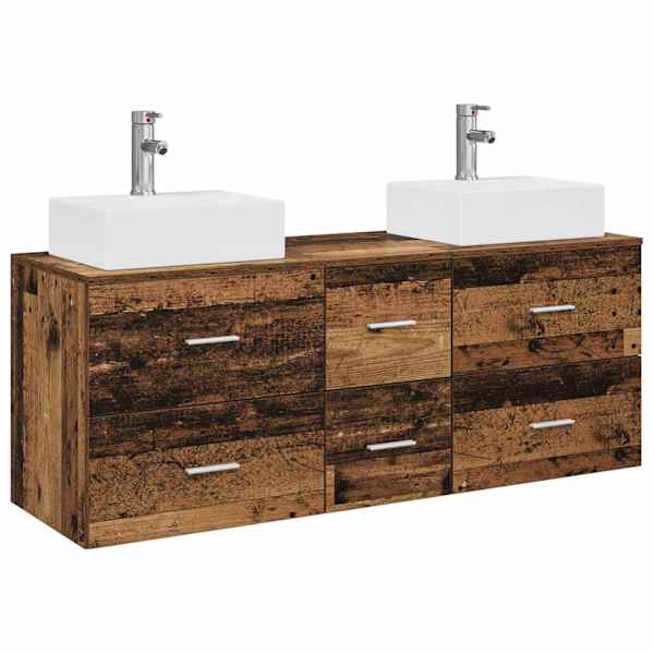 vidaXL Vannitoa kapikomplekt 3 tk Vana puit 49,5 x 41 x 62,5 cm