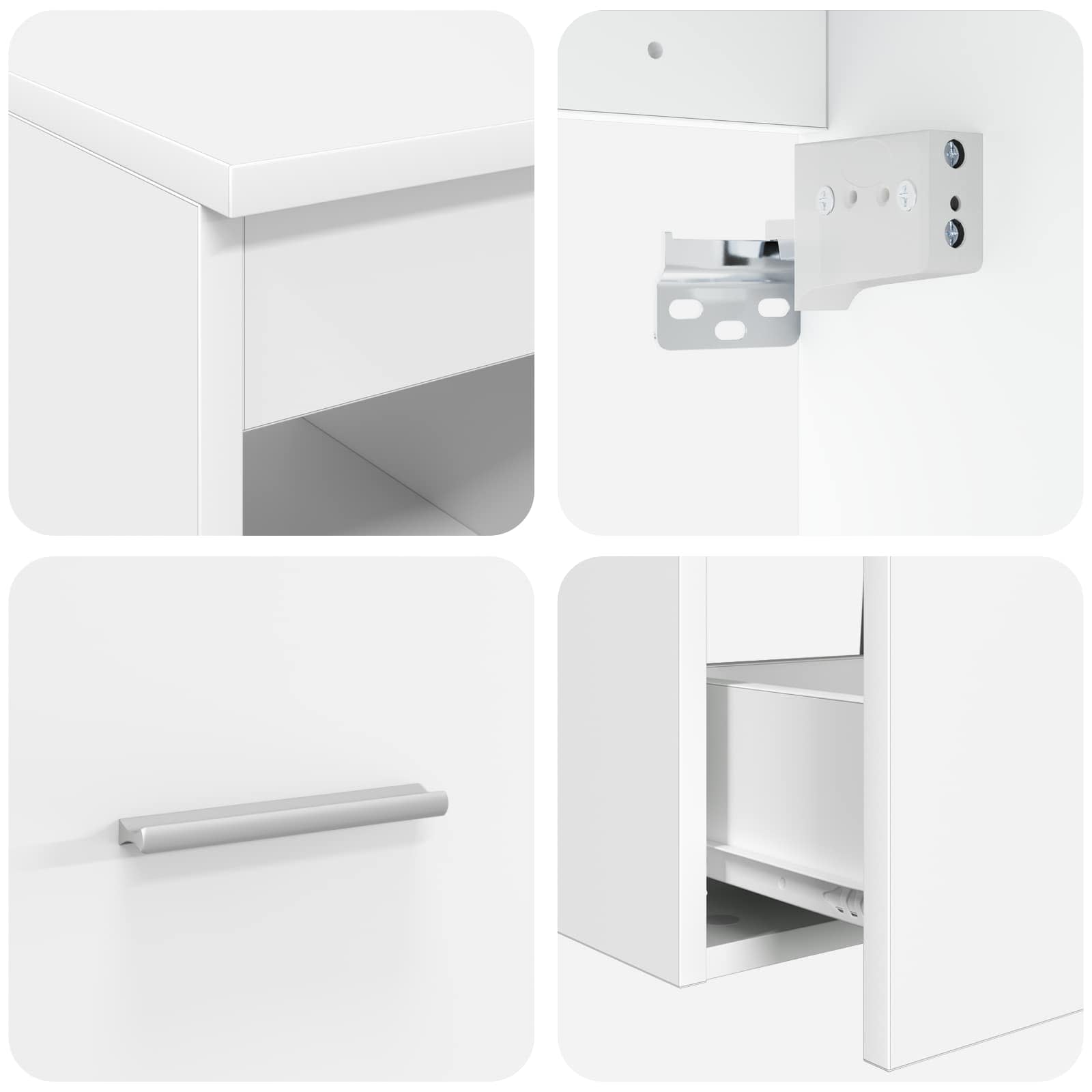 Badkamerkastenset 3 st Wit 53 x 34,5 x 63 cm Bewerkt hout - Afbeelding 9