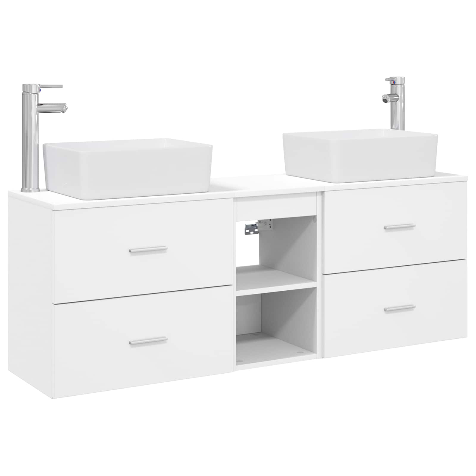Badkamerkastenset 3 st Wit 53 x 34,5 x 63 cm Bewerkt hout - Afbeelding 2