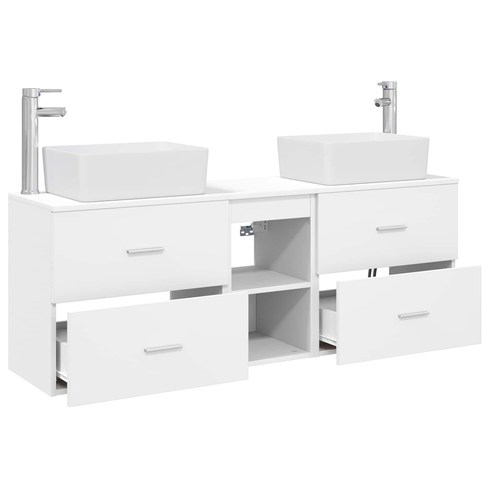 Badkamerkastenset 3 st Wit 53 x 34,5 x 63 cm Bewerkt hout - Afbeelding 4