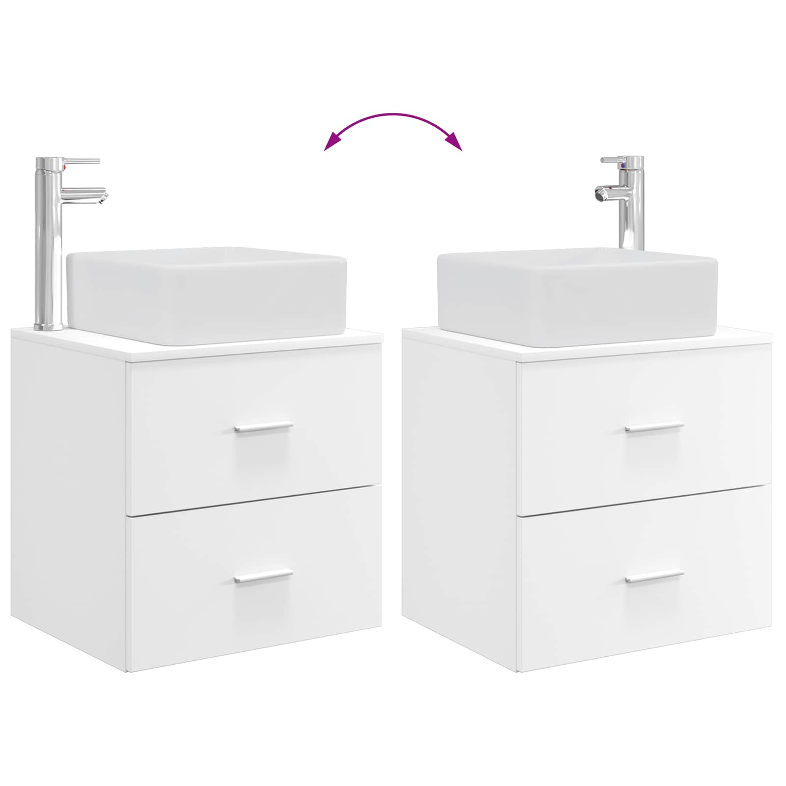 Badkamerkastenset 3 st Wit 53 x 34,5 x 63 cm Bewerkt hout - Afbeelding 11