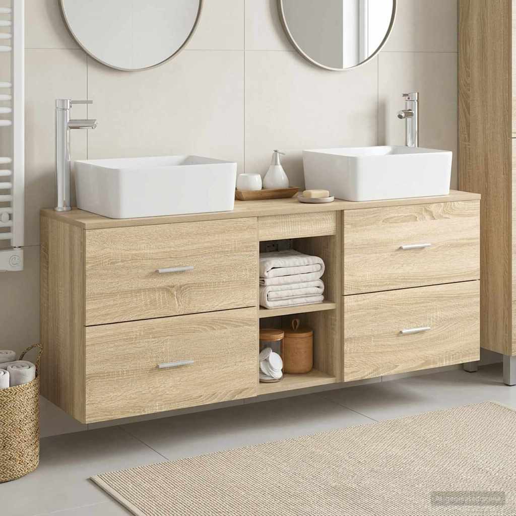 vidaXL Badrumsskåpsset 3 st Sonoma-ek 53 x 34,5 x 63 cm