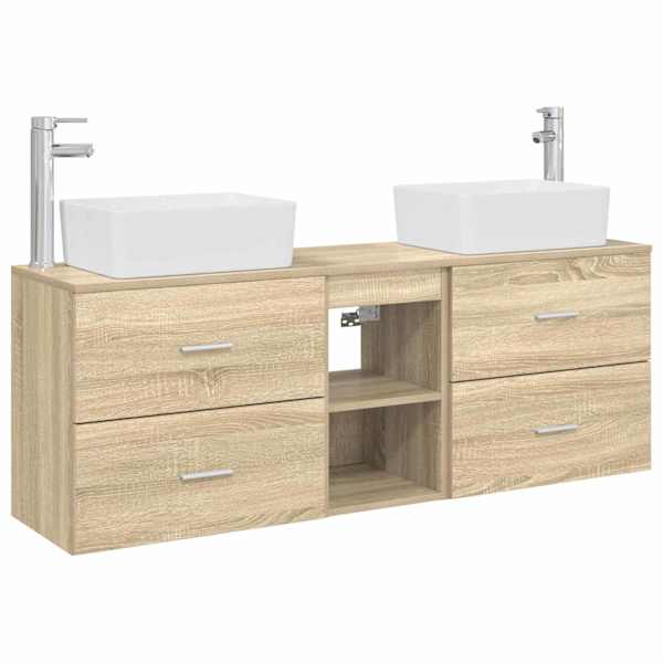 vidaXL Vannitoa kapikomplekt 3 tk Sonoma tamm 53 x 34,5 x 63 cm
