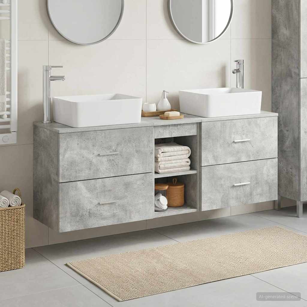 vidaXL Badrumsskåpsset 3 st Betonggrå 53 x 34,5 x 63 cm