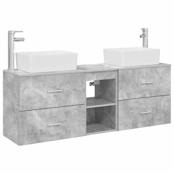 vidaXL Vannitoa kapikomplekt 3 tk Betoonhall 53 x 34,5 x 63 cm