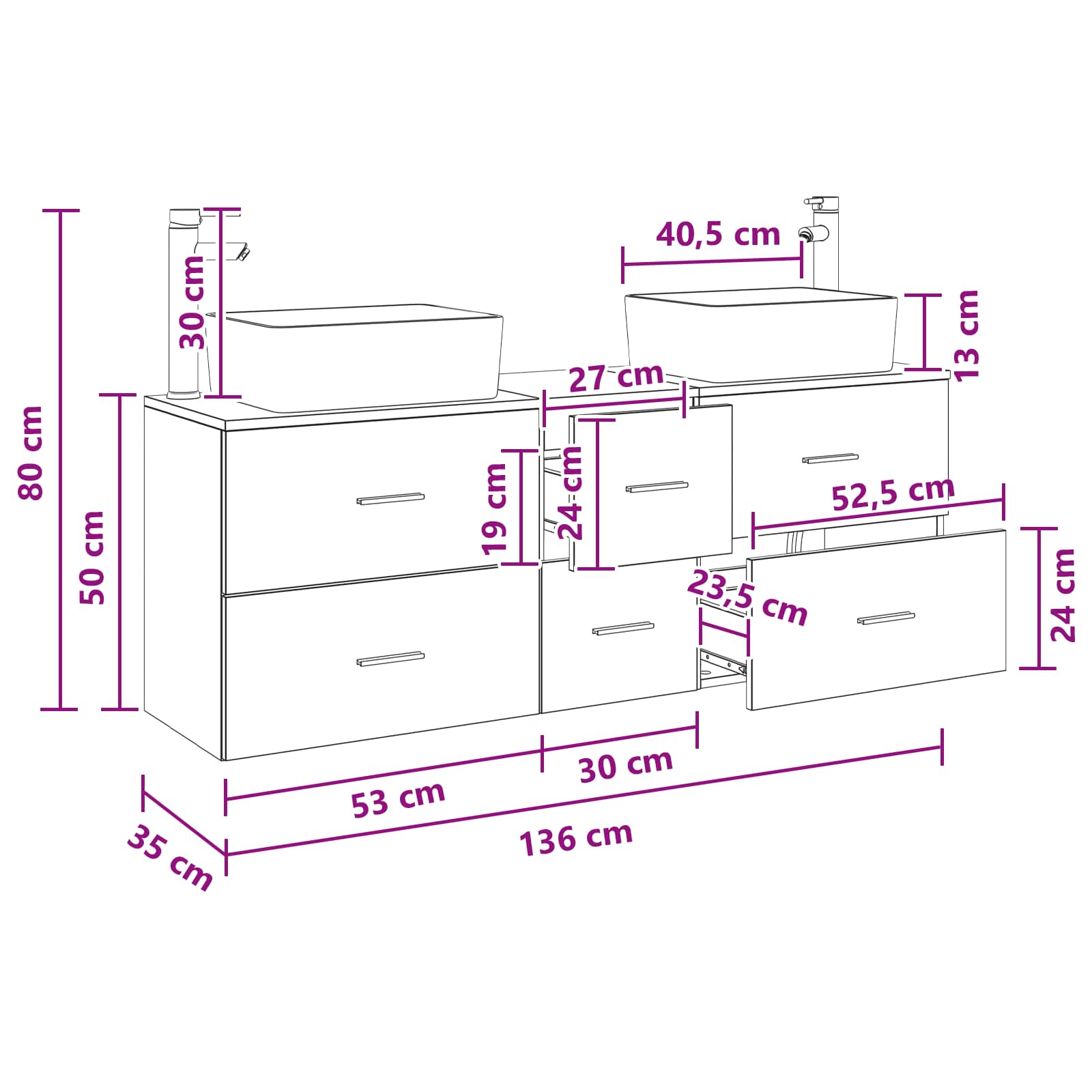 Bathroom Cabinet Set size guide