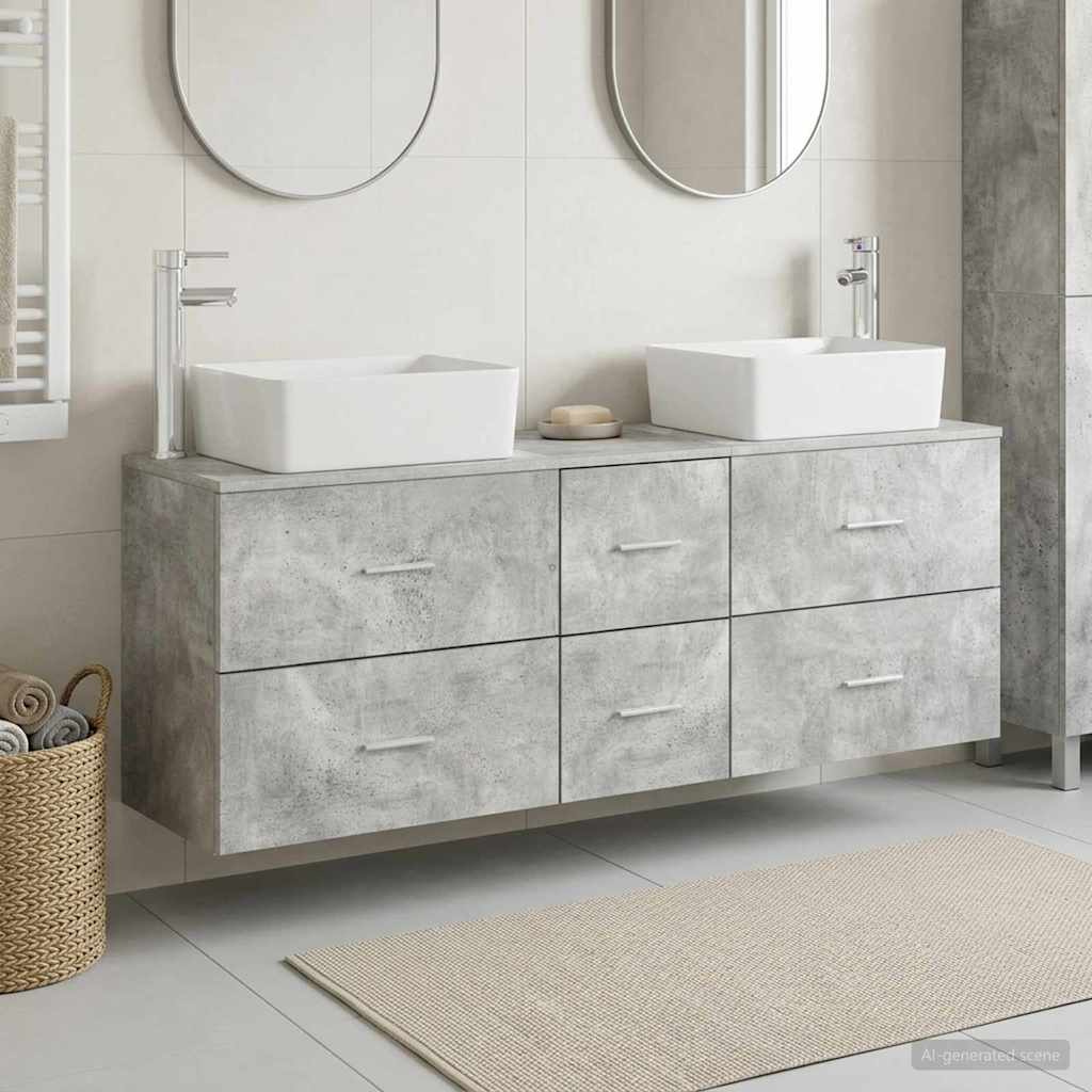 Sada koupelnových skříněk 3 ks Betonově šedá 136 x 35 x 80 cm 3405862